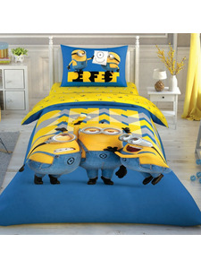 Постельное белье с простыней на резинке Disney minions perfect ранфорс 1,5 сп / Tac