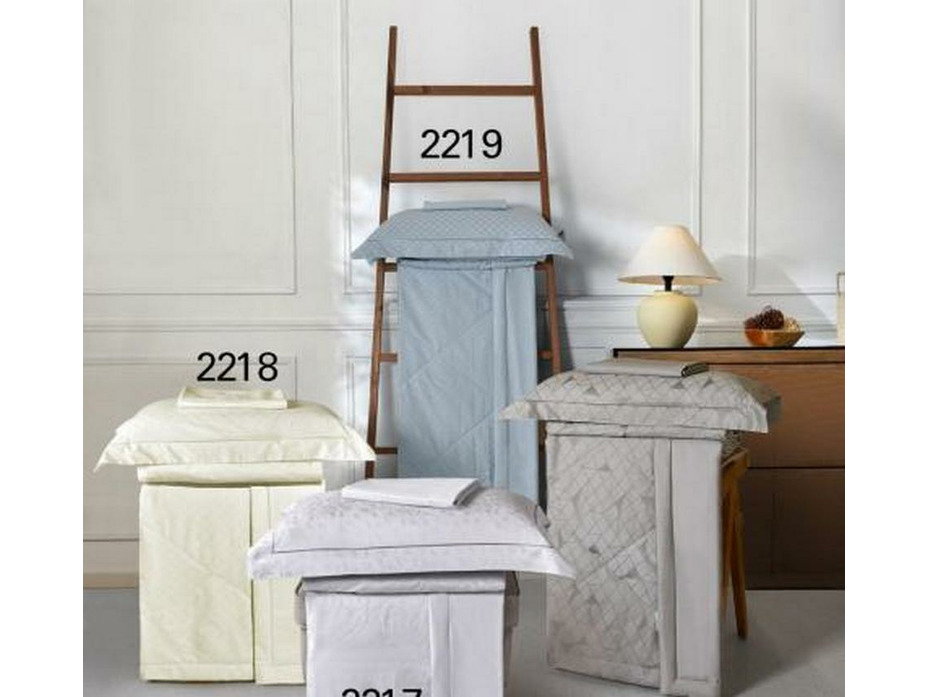 Постельное белье с одеялом 2217-OMP Светло-серый сатин жаккард Евро сп / Asabella