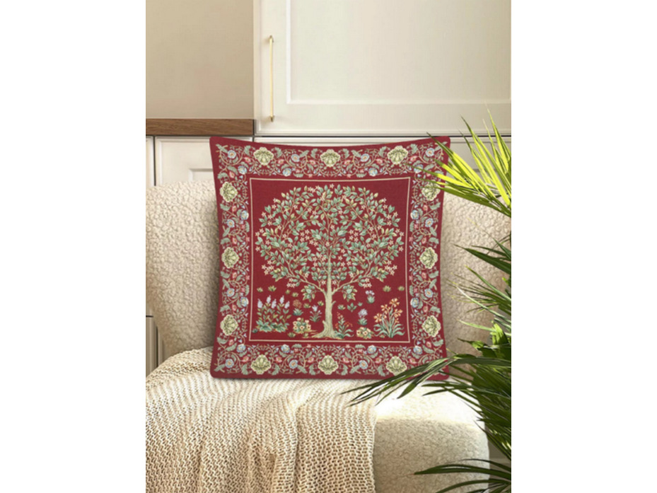 Наволочка декоративная 2416351 Древо бордо гобелен 45*45 / Le Gobelin