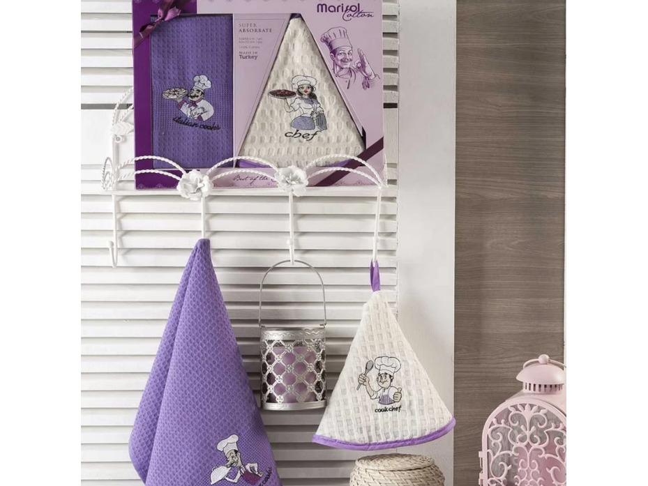 Набор полотенец 8414 Marisol asci вафельные в подарочной упаковке (50*50, 50*70) / Meteor