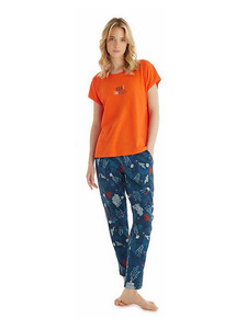 Пижама женская, футболка и брюки BS51849 Coral Reef / BlackSpade