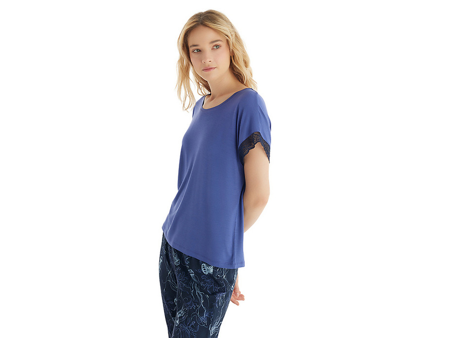 Пижама женская BS60538, футболка и брюки Pearl / BlackSpade