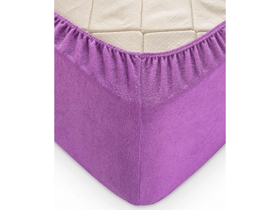 Простыня на резинке 20-09 Фиолетовый махровая 180*200 / Tia