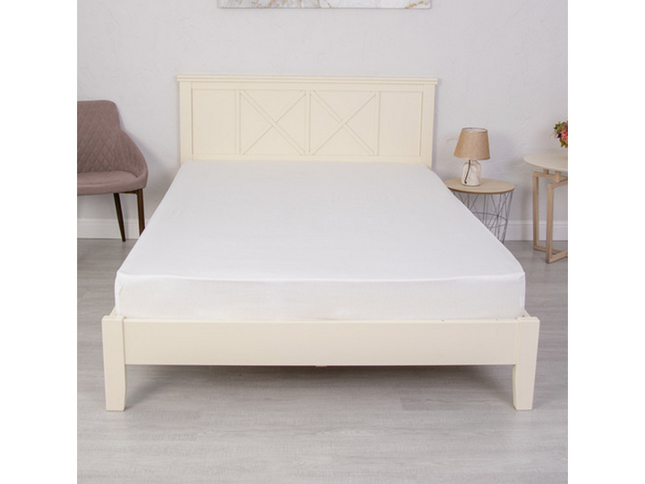 Простыня на резинке 0-0 Белый трикотажная 160*200 / Tia Простыня на резинке 0-0 Белый трикотажная 160*200 / Tia