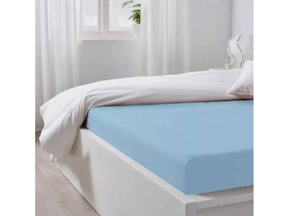 Простыня на резинке 10-15 Голубая ель трикотажная 140*200 / Tia