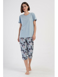 Пижама женская 407039 0945 Незабудки, футболка и капри / Vienetta