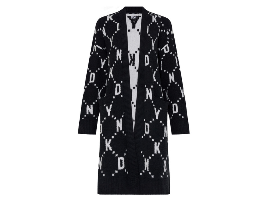 Кардиган женский YI00031 All the cheer белые буквы на черном / DKNY