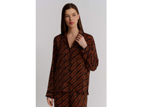 Пижама женская, жакет и брюки YI90033 If you know. you know Коричневые буквы на черном / DKNY