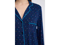 Пижама женская, рубашка и брюки YI90035 Ny loves you back Мелкие буквы на синем / DKNY