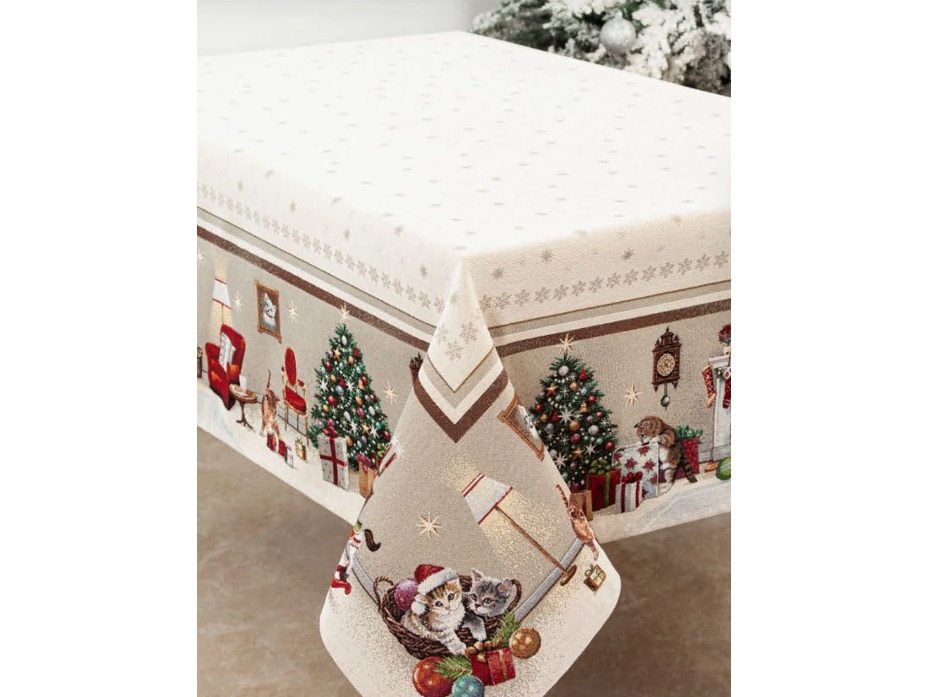 Скатерть Котята у камина 06655 гобелен 160*250 / Le Gobelin