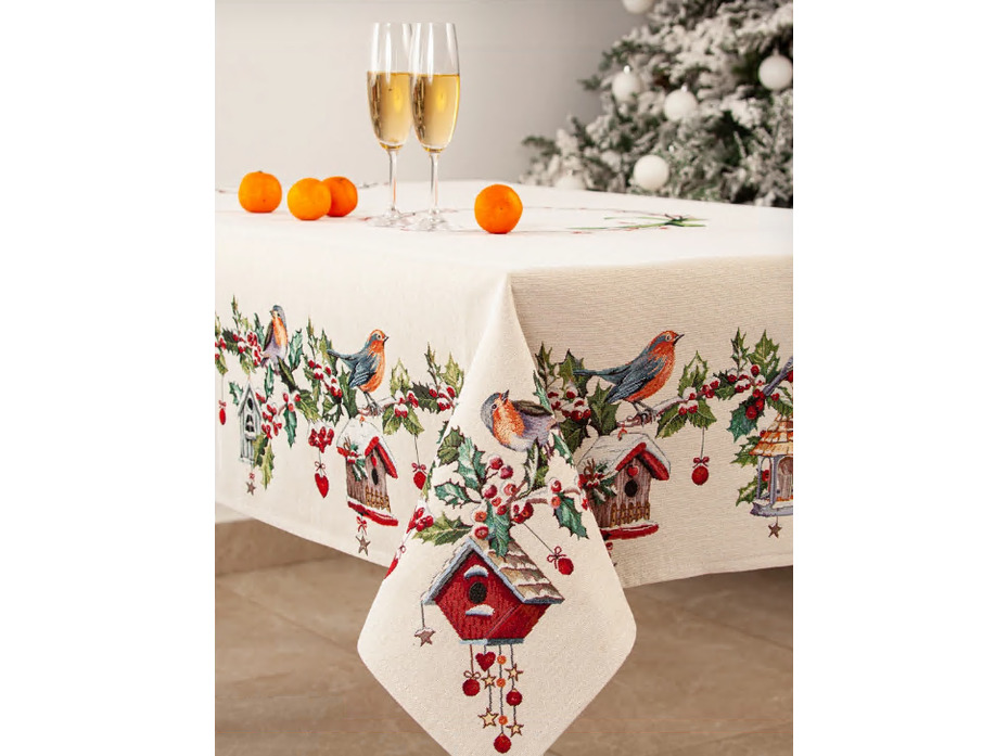 Скатерть Зимний пир в скворечнике 04526 гобелен 160*250 / Le Gobelin Скатерть Зимний пир в скворечнике 04526 гобелен 160*250 / Le Gobelin