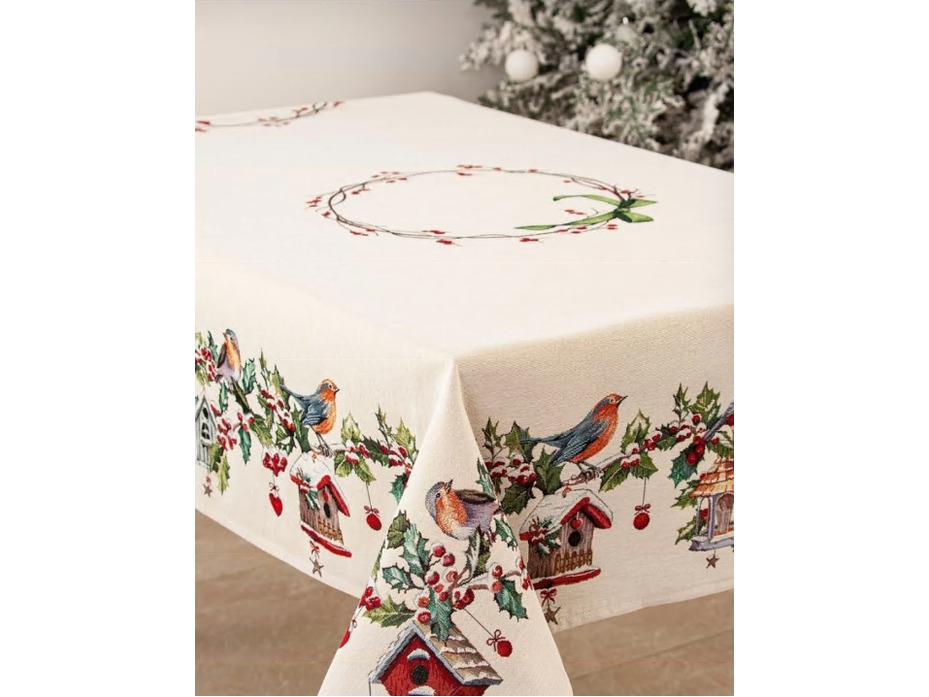 Скатерть Зимний пир в скворечнике 04526 гобелен 160*250 / Le Gobelin Скатерть Зимний пир в скворечнике 04526 гобелен 160*250 / Le Gobelin