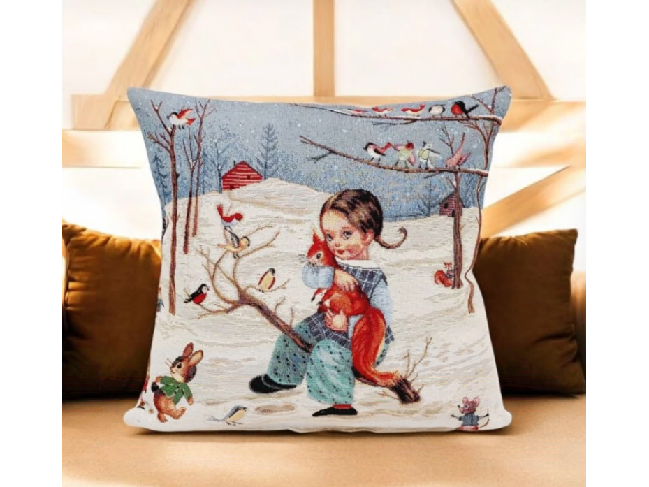 Наволочка декоративная 2416932 Ретро открытки Праздник в лесу гобелен 38*38 / Le Gobelin