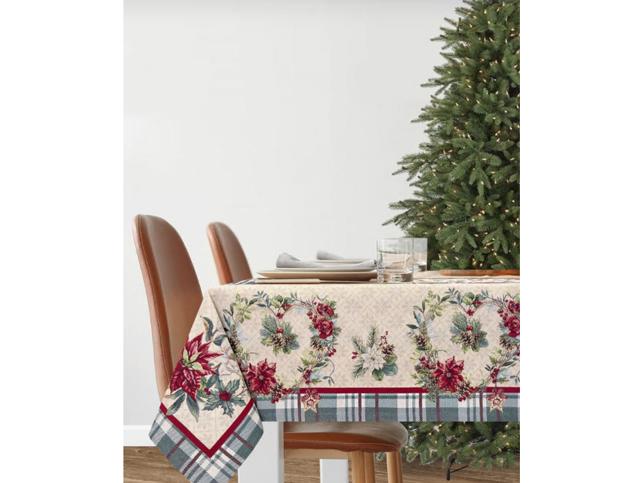 Скатерть 07344 Глазго зеленая клетка гобелен 140*240 / Le Gobelin