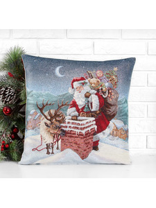 Наволочка декоративная 0195 Дед Мороз и лесные друзья гобелен 45*45 / Le Gobelin