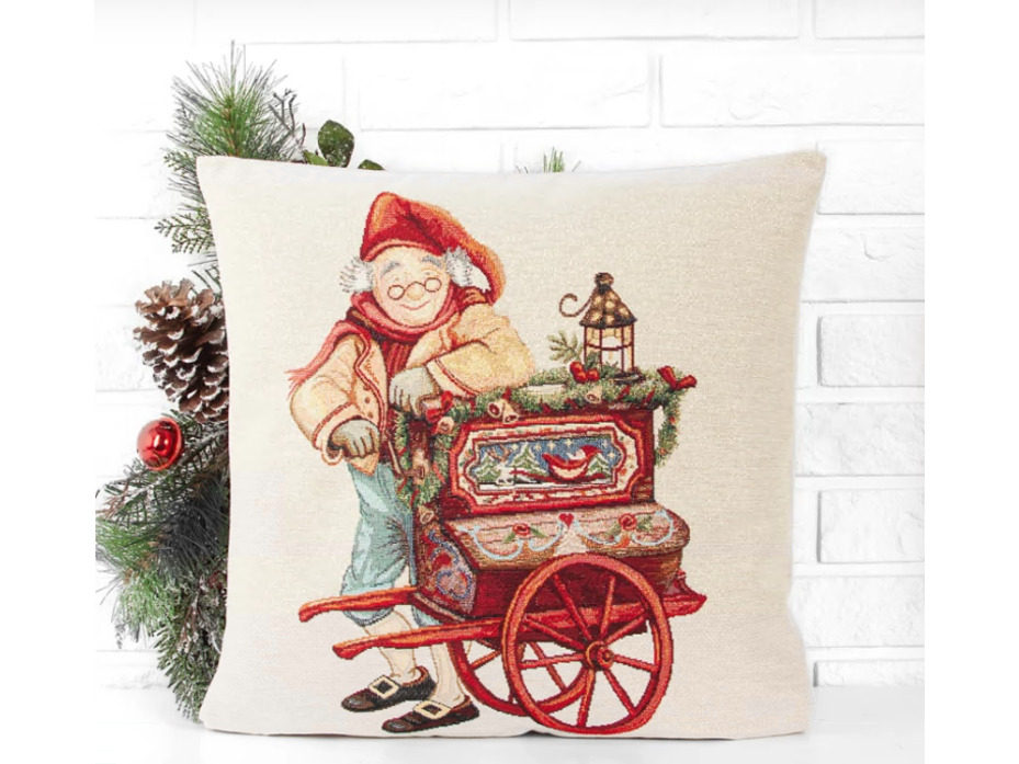 Наволочка декоративная 03537 Ретро открытка Шарманщик гобелен 45*45 / Le Gobelin