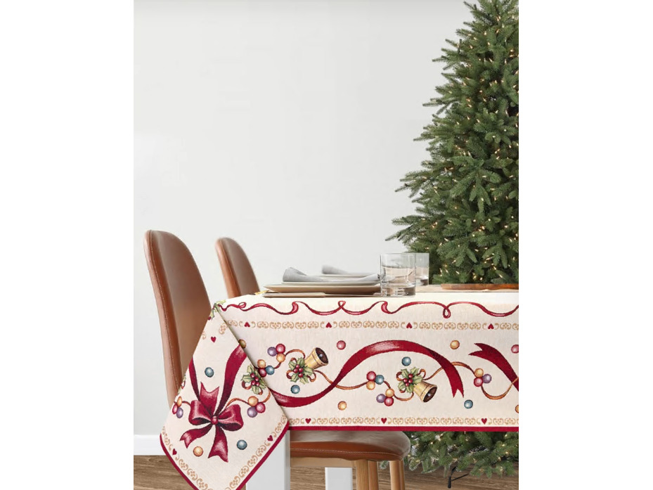 Скатерть 07841 Красные бантики гобелен 160*360 / Le Gobelin Скатерть 07841 Красные бантики гобелен 160*360 / Le Gobelin