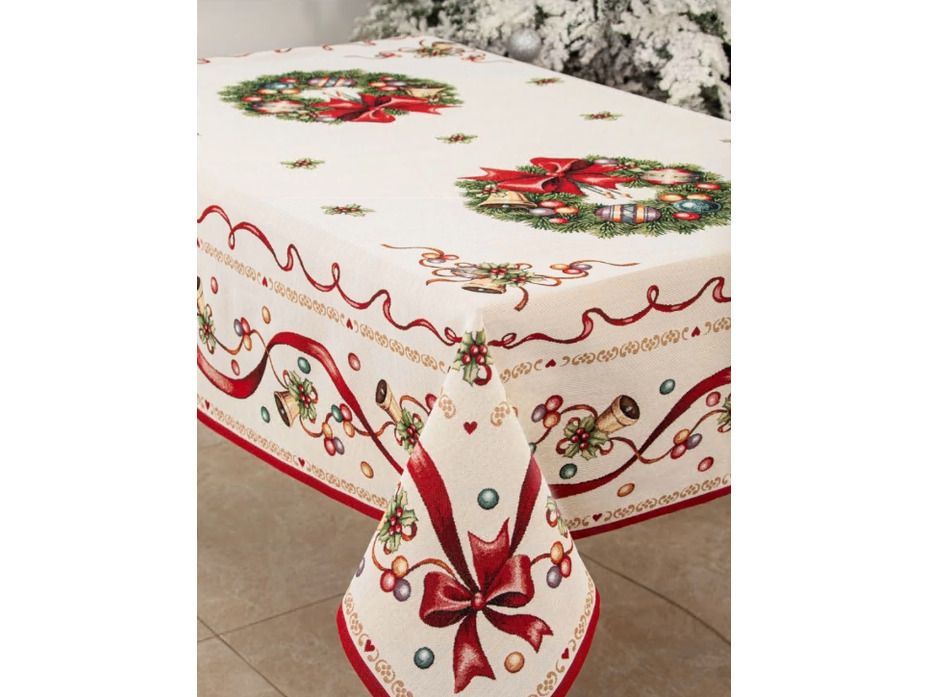 Скатерть 07841 Красные бантики гобелен 160*360 / Le Gobelin Скатерть 07841 Красные бантики гобелен 160*360 / Le Gobelin