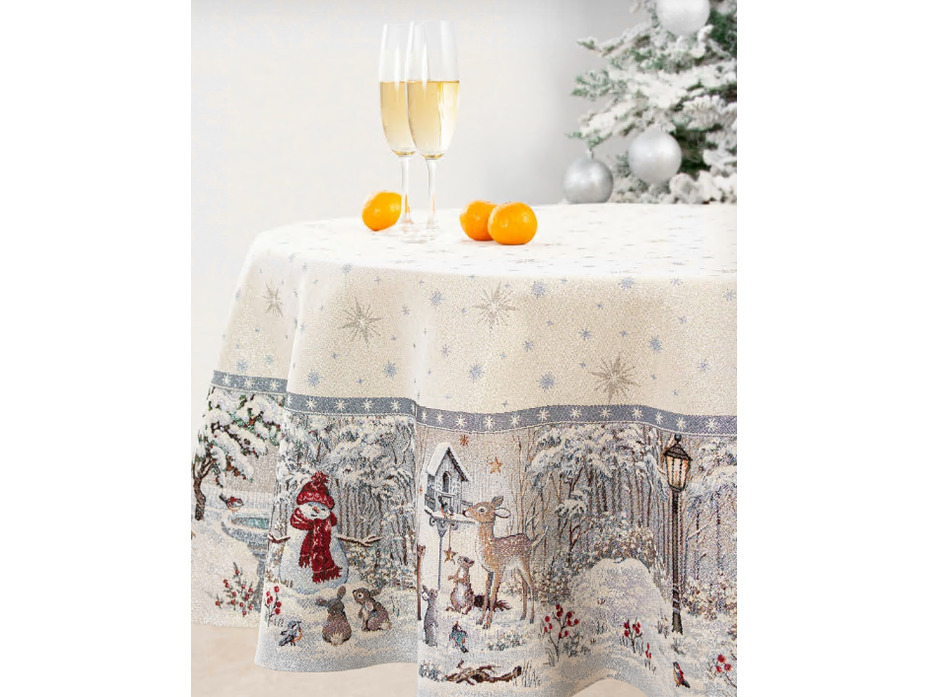 Скатерть 01538 Лесные друзья у кормушки гобелен D 180 / Le Gobelin Скатерть 01538 Лесные друзья у кормушки гобелен D 180 / Le Gobelin