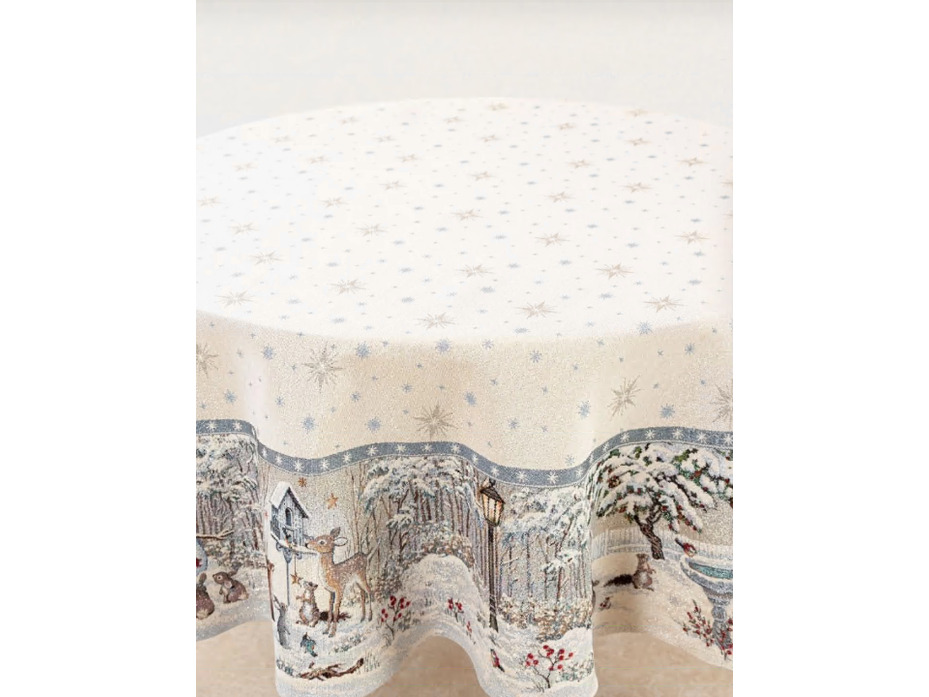 Скатерть 01538 Лесные друзья у кормушки гобелен D 180 / Le Gobelin Скатерть 01538 Лесные друзья у кормушки гобелен D 180 / Le Gobelin