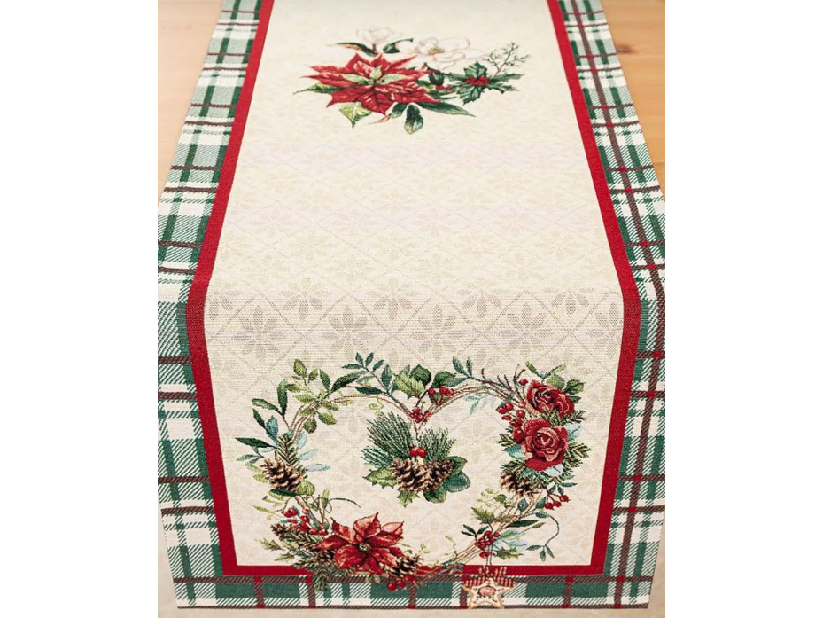 Дорожка 074343 Глазго зеленая клетка гобелен 44*140 / Le Gobelin