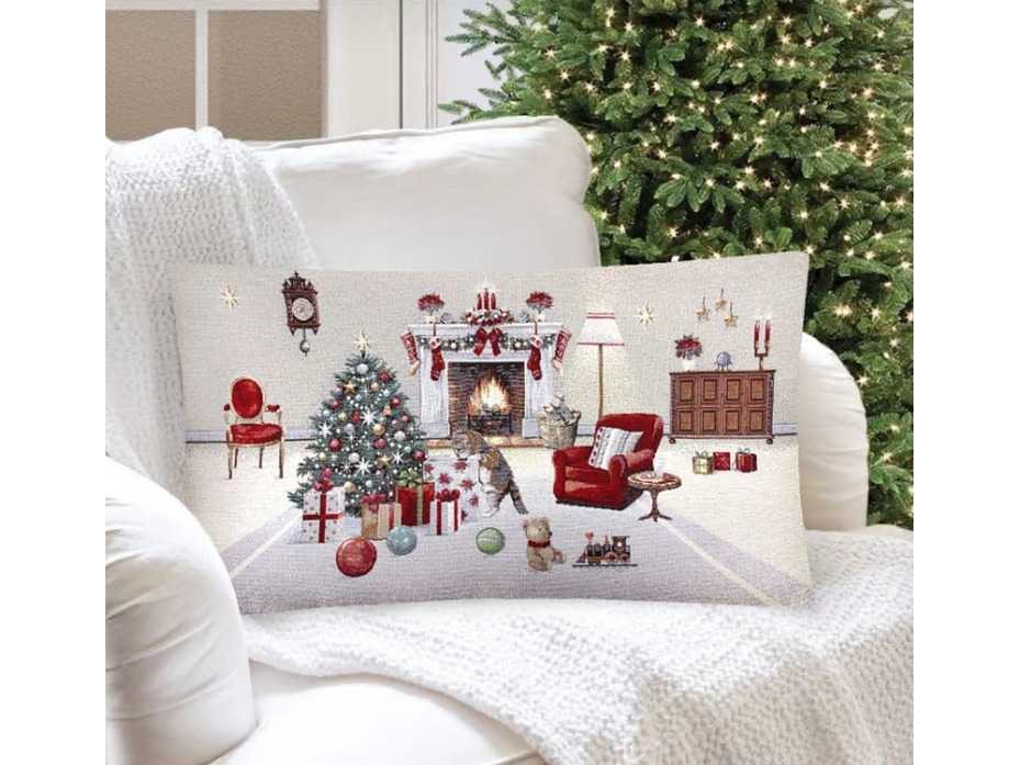 Наволочка декоративная 2312162 Котята у камина гобелен 40*70 / Le Gobelin