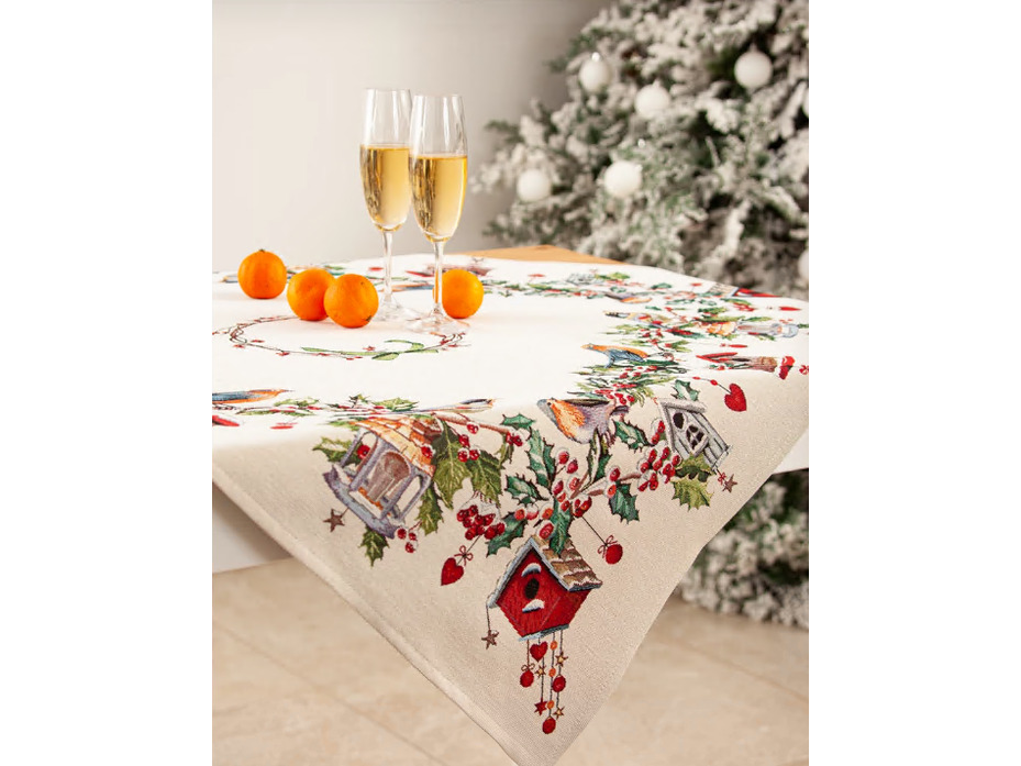 Наперон Зимний пир Скворечники гобелен 100*100 / Le Gobelin