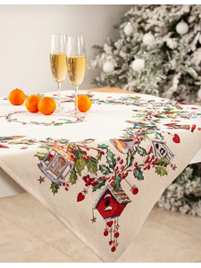 Наперон Зимний пир Скворечники гобелен 100*100 / Le Gobelin