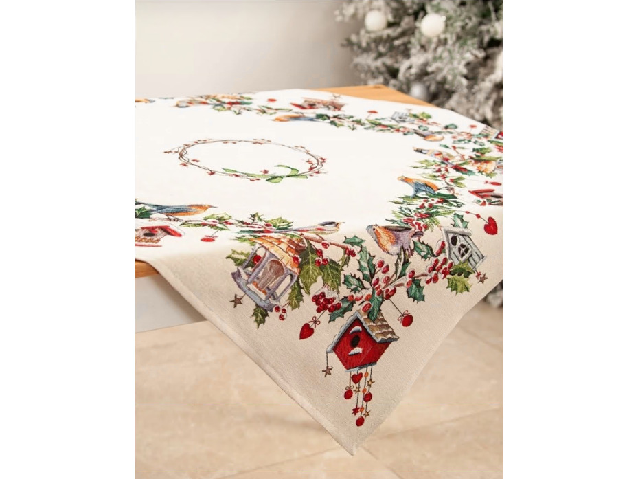 Наперон Зимний пир Скворечники гобелен 100*100 / Le Gobelin