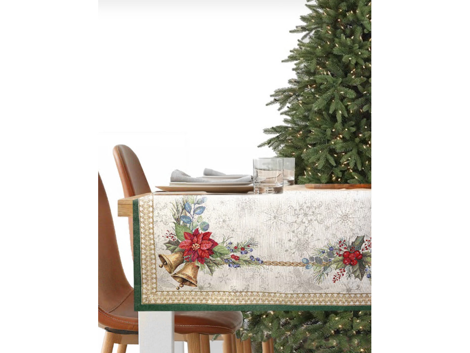 Наперон 2517782 Елочные украшения Зеленый борюр гобелен 100*100 / Le Gobelin