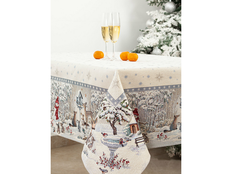 Скатерть 06747 Лесные друзья у кормушки гобелен 160*360 / Le Gobelin