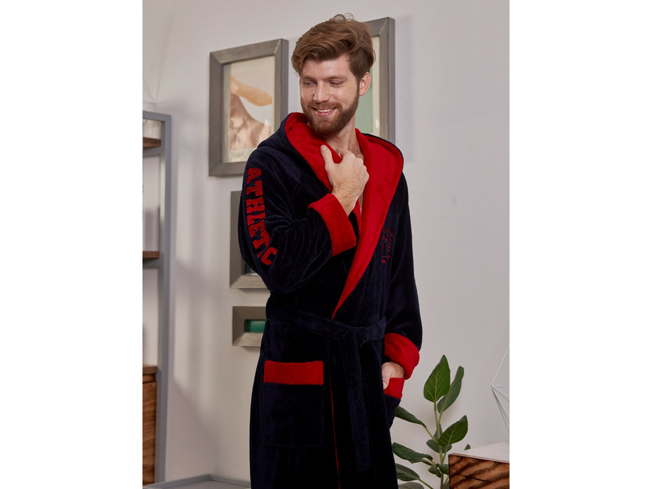 Халат мужской Athletic бамбуковый короткий с капюшоном / Vien Халат мужской Athletic бамбуковый короткий с капюшоном / Vien