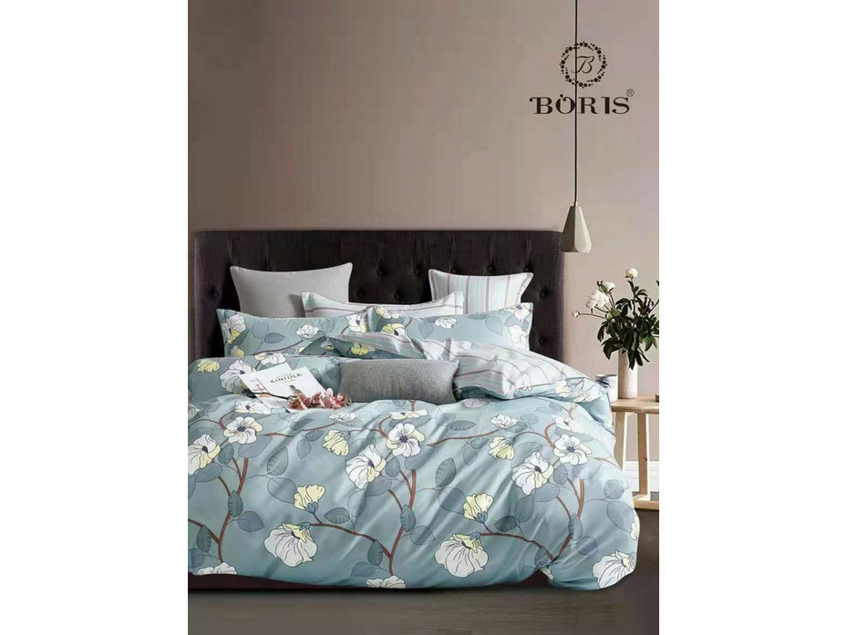 Постельное белье с простыней на резинке GC 085 полисатин 1,5 сп / Boris