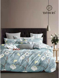 Постельное белье с простыней на резинке GC 085 полисатин 1,5 сп / Boris