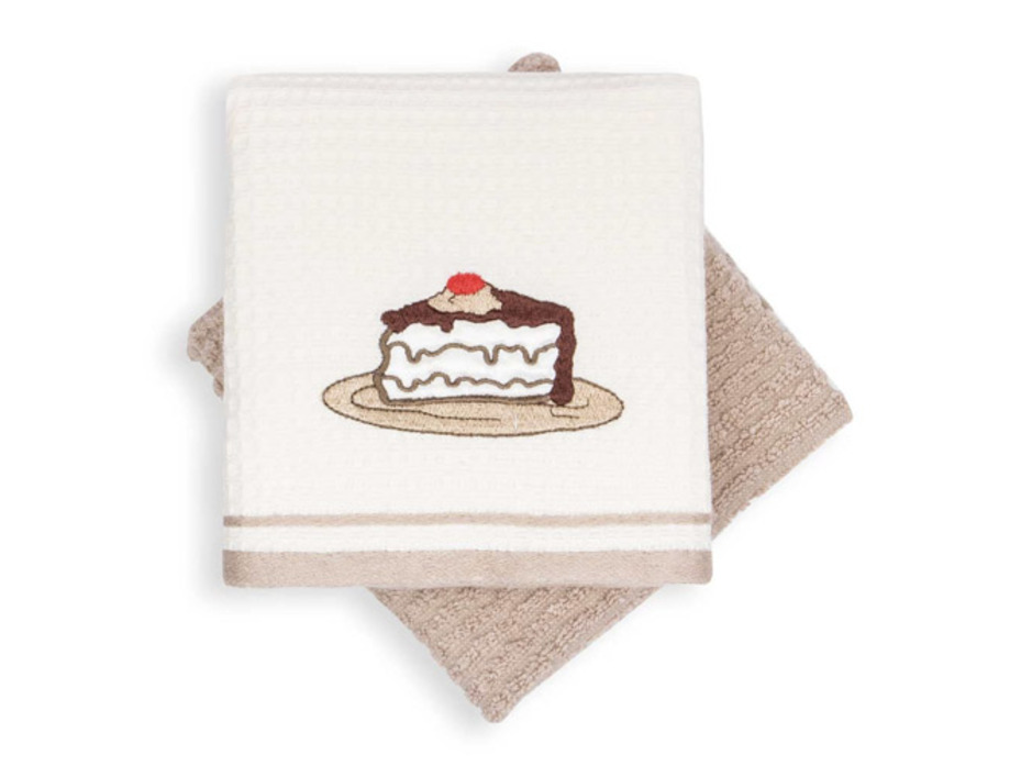 Набор полотенец Tea time-1 с вышивкой вафельно-махровые (40*60, 2 шт) / Arya