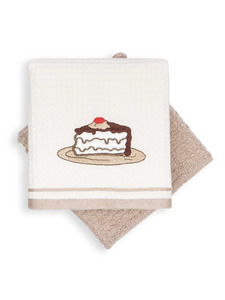 Набор полотенец Tea time-1 с вышивкой вафельно-махровые (40*60, 2 шт) / Arya