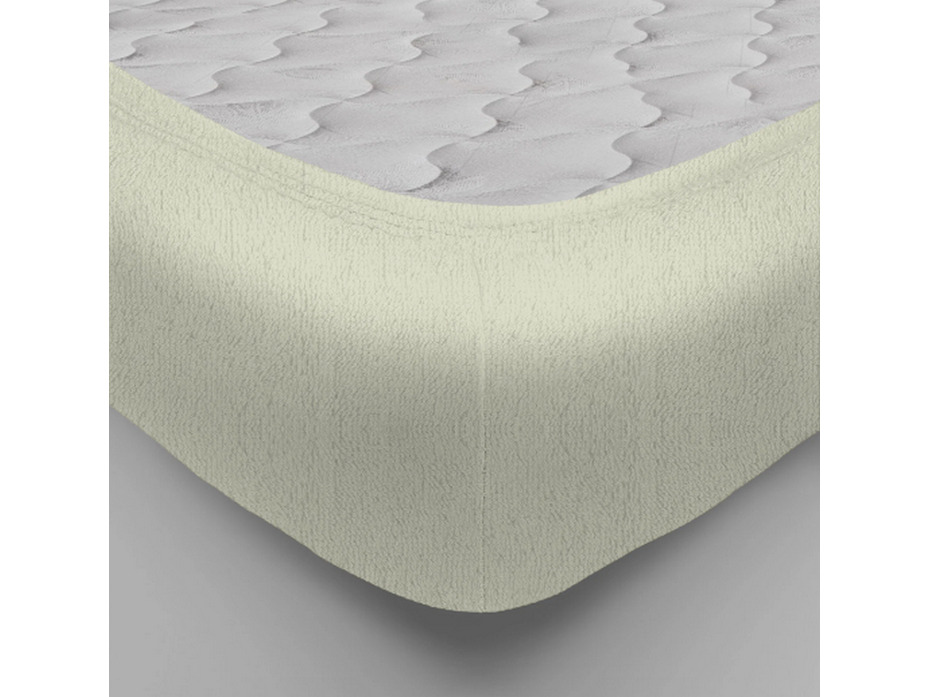 Простыня на резинке 20-06 Молочный махровая 160*200 / Tia Простыня на резинке 20-06 Молочный махровая 160*200 / Tia