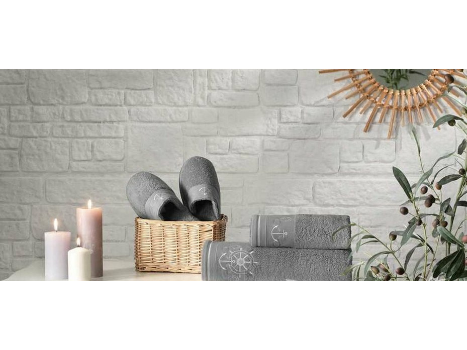 Набор полотенец с тапками Navy махровые (35*50, 50*90, 75*150) / Tivolyo Home