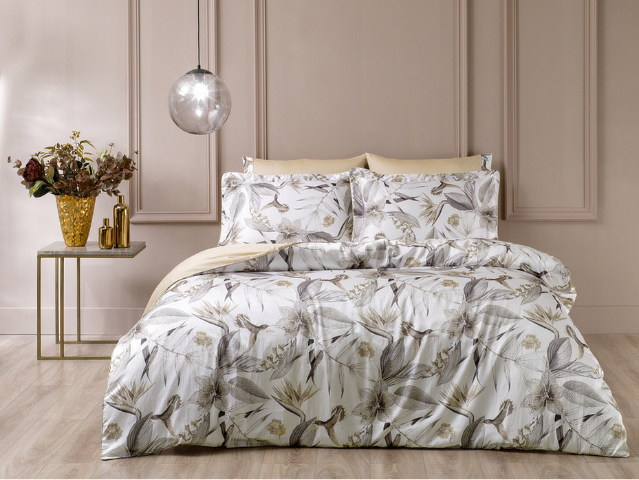 Постельное белье Linoella сатин, жатый шелк Семейное / Tivolyo Home