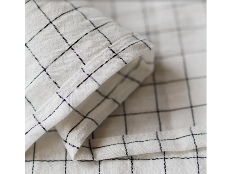 Простыня 143YD-42 Белый клетка уваренный хлопок 180*260 / Tia