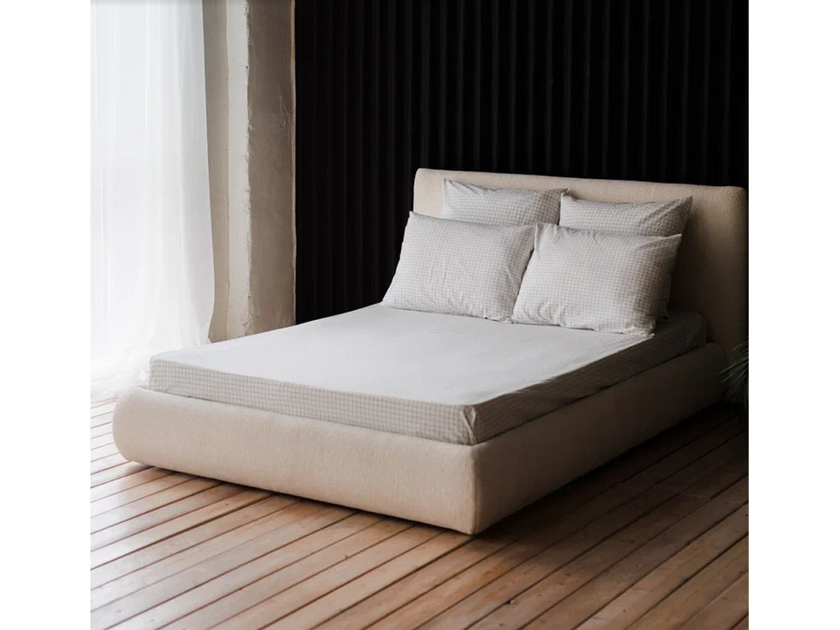 Простыня 143YD-42 Белый клетка уваренный хлопок 180*260 / Tia