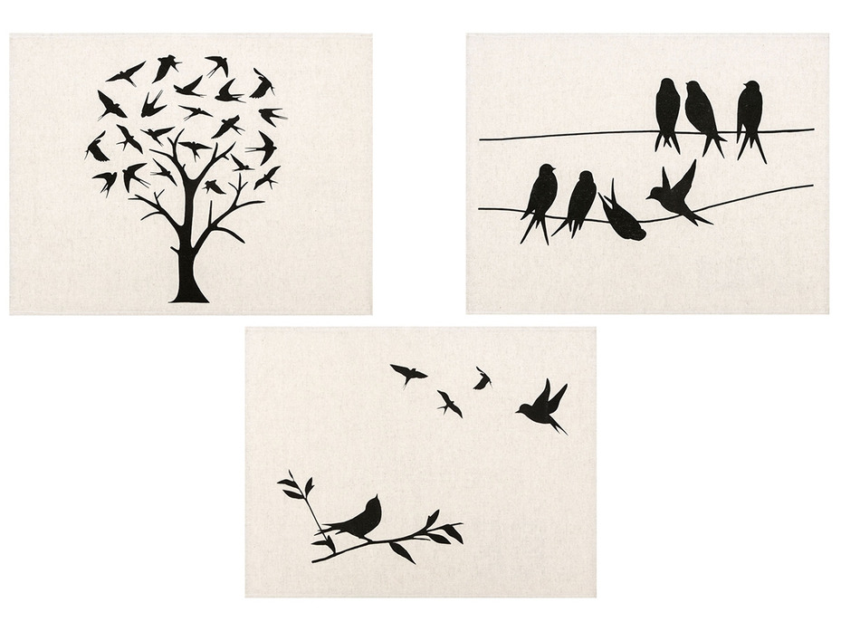 Набор полотенец 24С27-ШР Ласточки-касатки 3 льняные (45*60, 3 шт) / Белорусский лен