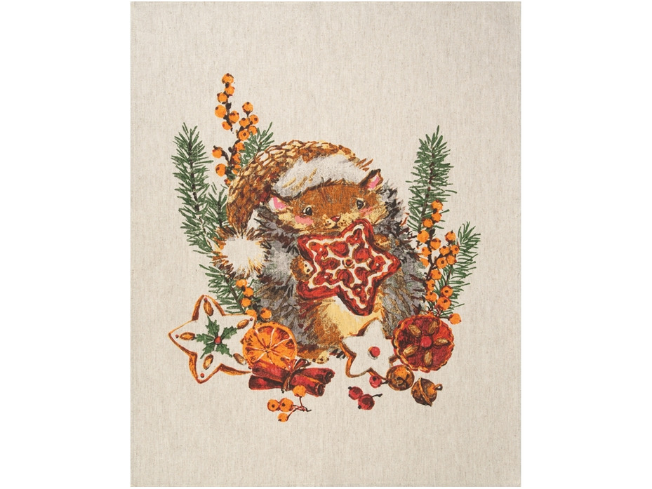 Полотенце 24С111-ШР Аромат Рождества 2 льняное 45*60 / Белорусский лен