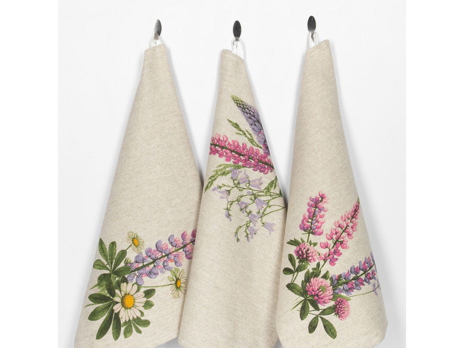 Набор полотенец 24С112-ШР Летний день 3 льняные (45*60, 3 шт) / Белорусский лен