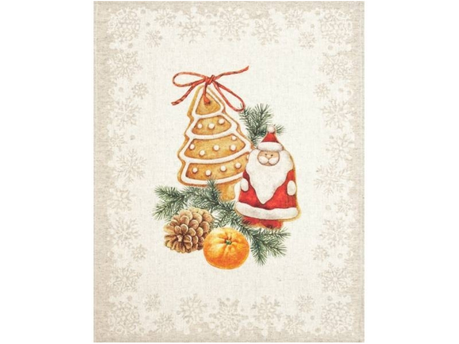 Полотенце 24С26-ШР Рождественские пряники льняное 45*60 / Белорусский лен