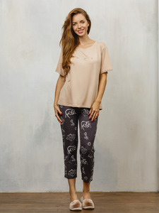 Пижама женская, футболка и капри 1621р/№559 / Дюма