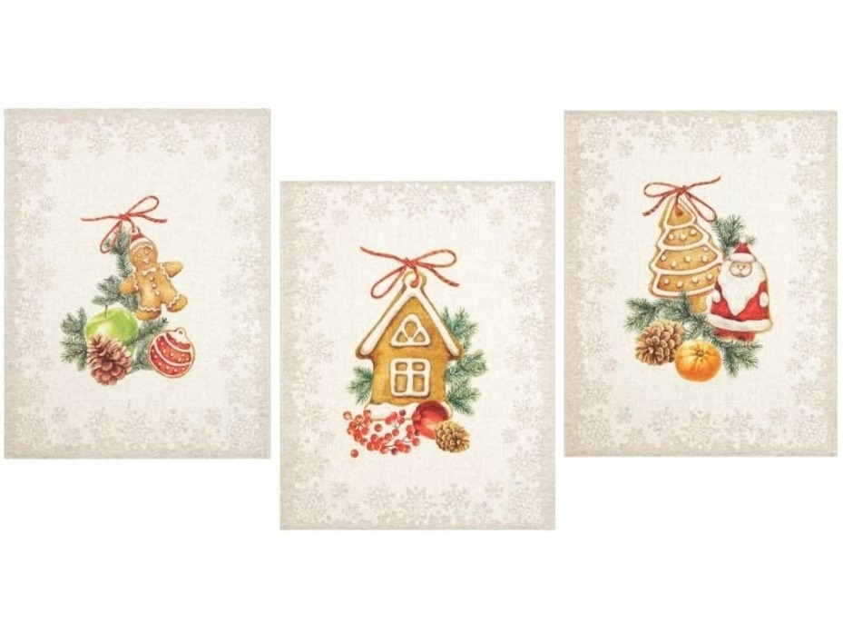 Набор полотенец 24С112-ШР Рождениственские пряники-3 льняные (45*60, 3 шт) / Белорусский лен