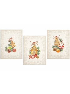 Набор полотенец 24С112-ШР Рождениственские пряники-3 льняные (45*60, 3 шт) / Белорусский лен