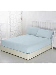 Простыня на резинке 40-1 Голубой поплин 120*200 / Tia