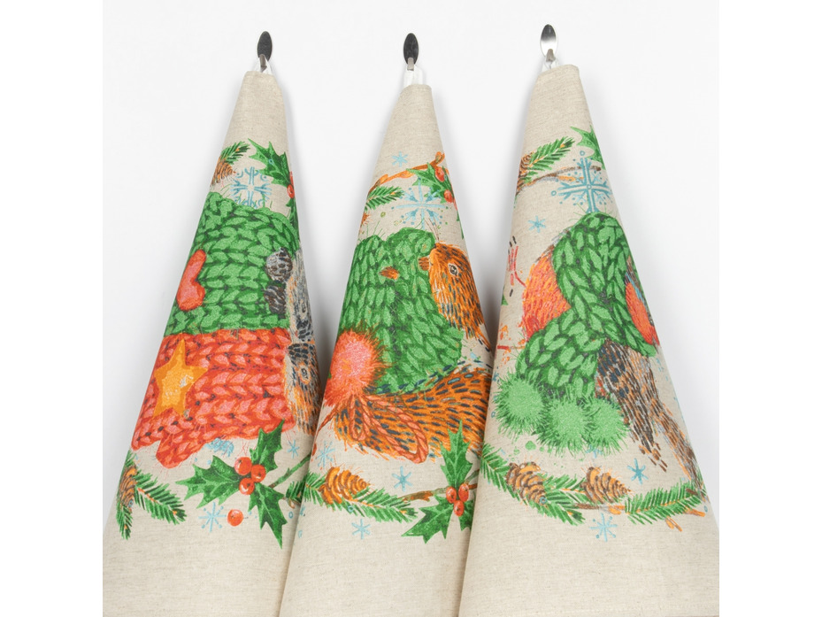 Набор полотенец 24С112-ШР Морозуля-3 льняные (45*60, 3 шт) / Белорусский лен